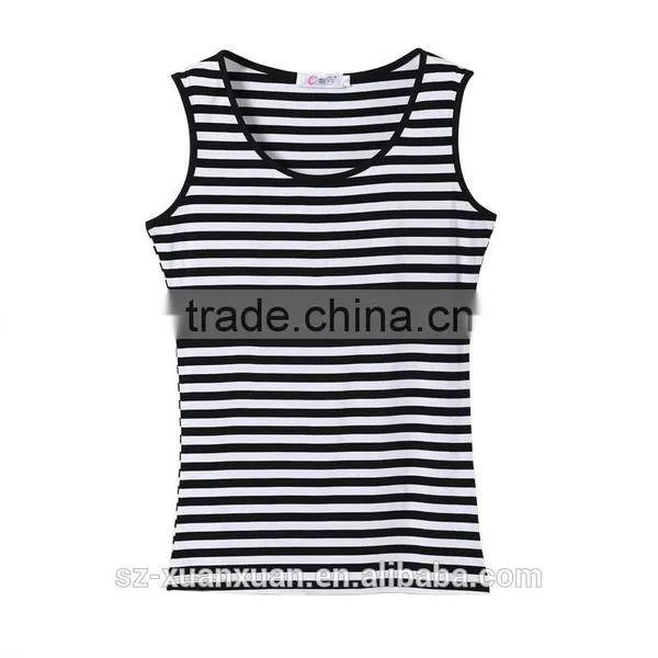 Plain Stripe Ladies Tank Tops 2017 Women T-shirt photo-5