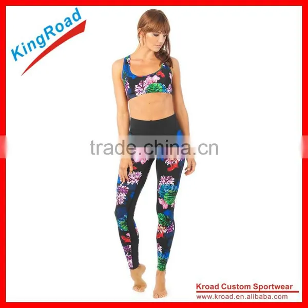 Wholesale Fitness Clothing Women Compression Pants Running Tights High Waist Custom Yoga Pants Leggings Sets photo-2