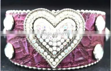 Women's Luxury Leather Bracelets 2016 Sparkling Heart Soft Leather Bracelets High End Leather Bracelets photo-2