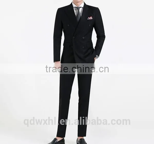 Fashion Navy Blue Stripe Double-Breasted Bespoke Suit Wholesale Mens Suit photo-5