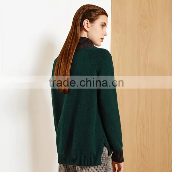 Women Green Color Turtleneck Sweater 2017 Fashion Style Lady Pullover Sweater photo-2