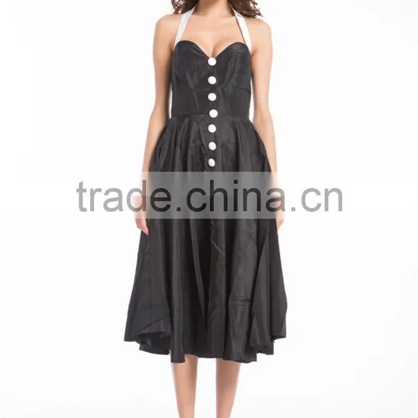 New Design Vintage Rockabilly Dress 1950's Retro Vintage Dress Halterneck 1950's Vintage Rockabilly Dress photo-4