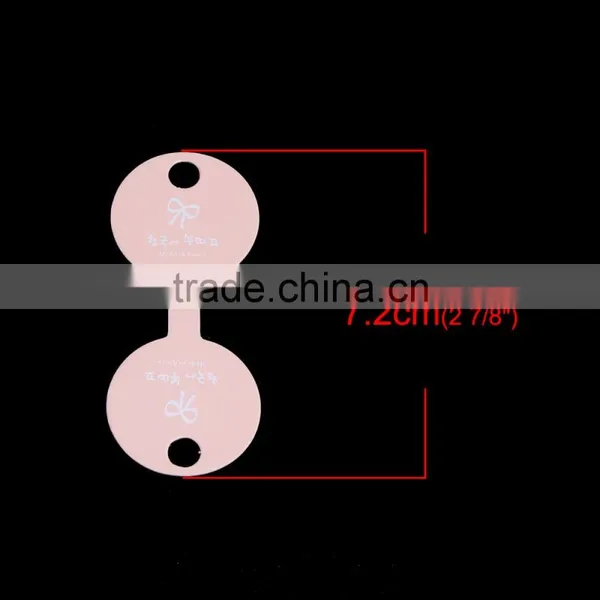 Paper Jewelry Display Card Round Light Pink Bowknot Pattern 7.2cm(2 7/8") x 3cm(1 1/8"), 1 Piece photo-2