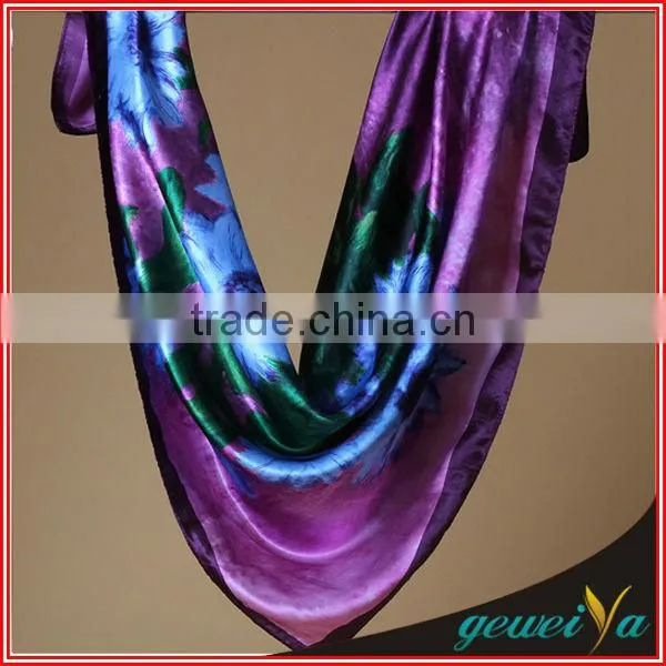 Soft Satin Black Flower Printed Arab Scarf photo-4