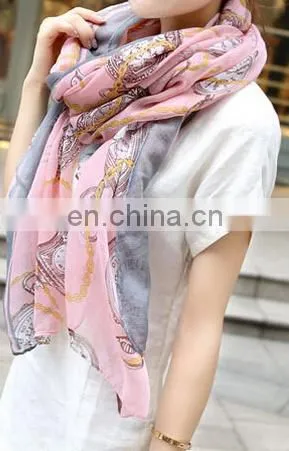 Embellish Infinity Pink Floral Printed Scarf Soft Yarn Muffler Simple Oblong Scarves photo-4