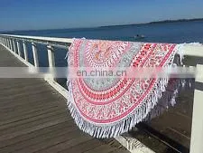Indian Ombre Tassels Round Mandala Table Cloth Throw Hippie Yoga Mat Towel Bohemian 72" Round Table Cover Throw Wholesale Lot photo-2