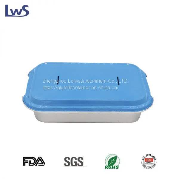 Aluminum Foil Airline Food Packing Container With Colorful Lids photo-4