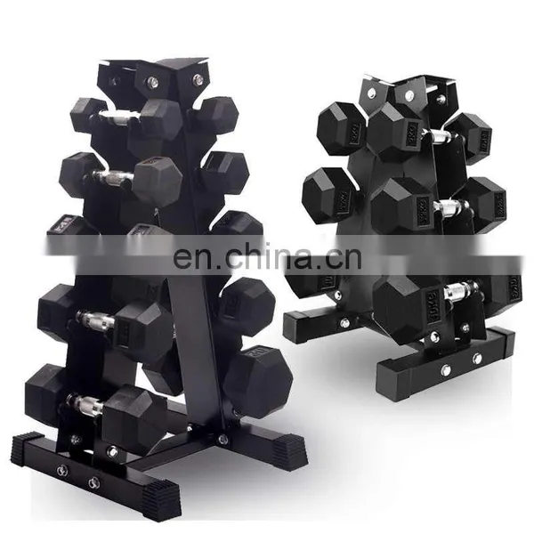 Adjustable Dumbbell Lbs Fitness Environmental Protection Rubber Coated Hexagonal Dumbbell photo-2