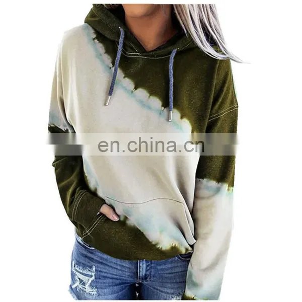 Autumn/winter European and American Women's Blouse Loose Tie-dye Printed Long Sleeve Hoodie Sweatshirts photo-3