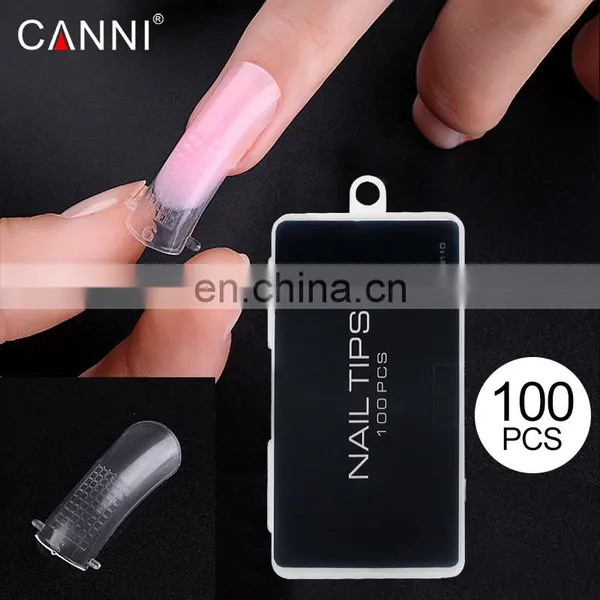 86110 100PCs/Box False Nails Mold Clear Full Cover Poly Nail Tips Scale Tools With Clip UV Gel Acrylic Quickly Extended Tips photo-2
