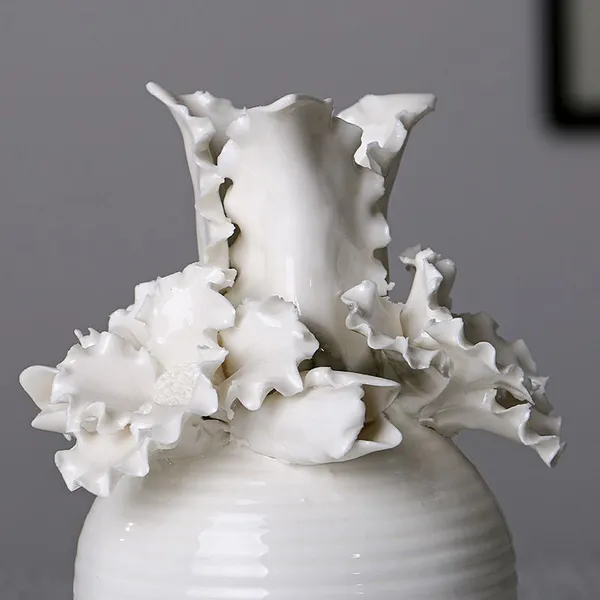 Office Hotel Shopping Mall European Style Cerative Large White Ceramic Flower Vase Decor photo-5