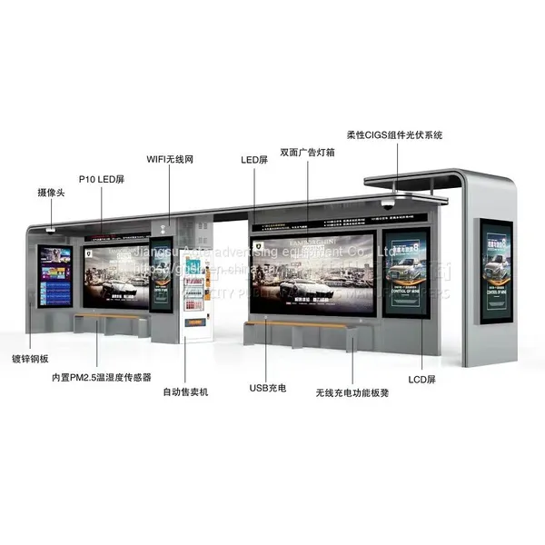 Students Share the Aluminum Profile Bus Stop Kiosk Billboard Factory of Charging Treasure Bus Stop photo-3