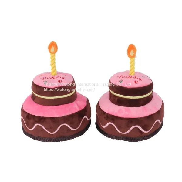 Fast Delivery Squeaky Birthday Cake Dog Chewing Pet Plush Toy PP Cotton Stuffed Pet Plush Toy photo-2