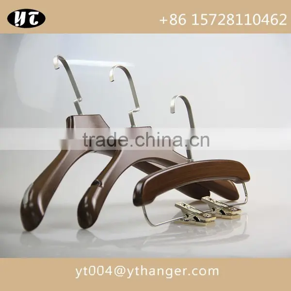 High Gloss Brown Wooden Hanger and Pants Hanger With Custom Size and Logo photo-2