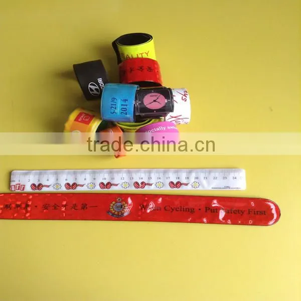 2015 Cheap Promotional Custom PVC Reflective Ruler Slap Bracelets photo-3