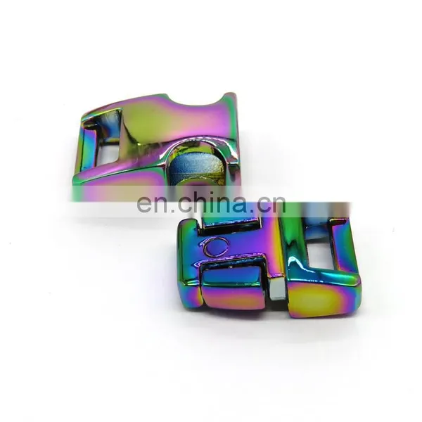 Custom Logo Metal Dog Collar Buckle Rainbow Color 3/4inch Curved Metal Quick Release Buckle photo-3
