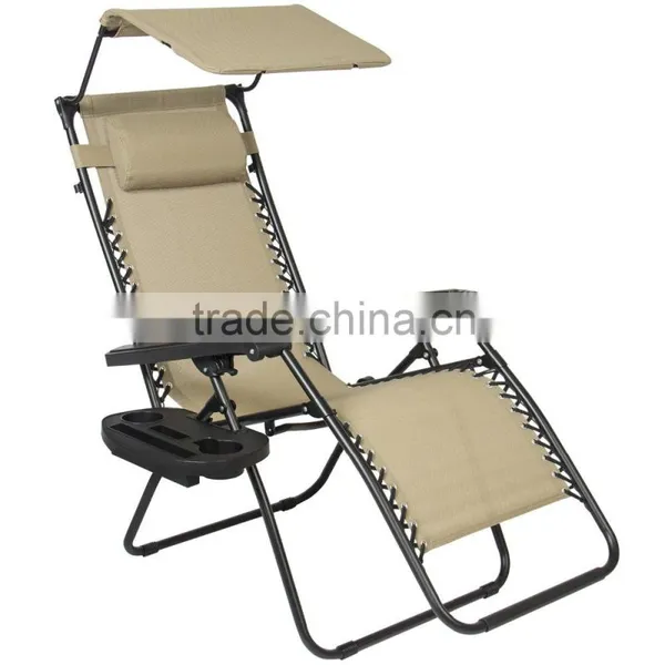 Chair Zero Gravity Canopy Shade Lounge Chair Cup Holder Patio Outdoor Garden