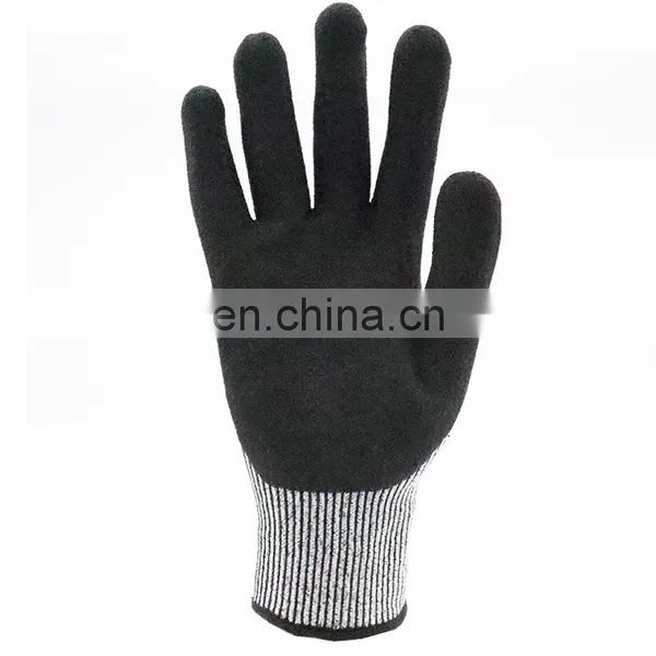 Nitrile Sandy Coated HPPE Knitted Gardening Protective Hand Cut Resistant Level 5 Work Safety Gloves photo-4