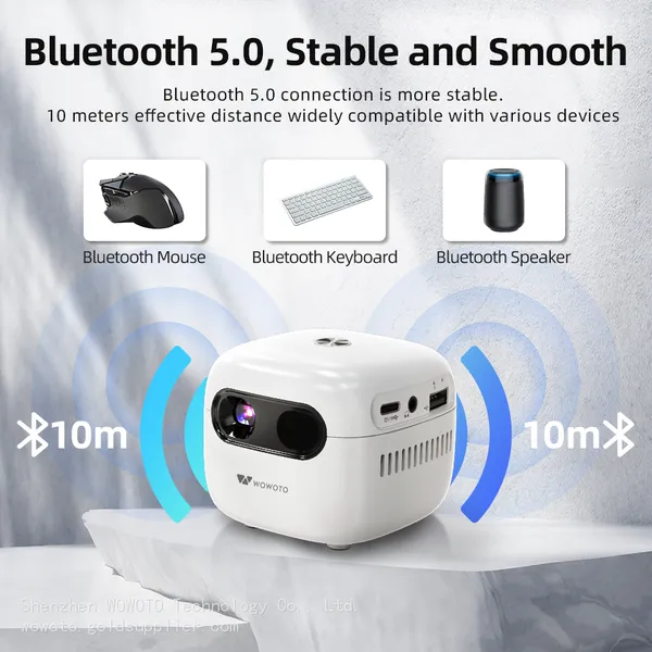 WOWOTO Q6plus Hot Selling 4K Projector Android OS Smart Mini Portable DLP Full HD Projector With Big Battery Mini 2.4G/5G WiFi photo-4