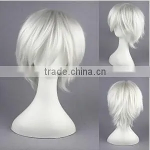 High Quality 35cm Short Straight Hitman Reborn Wig Byakuran Gesso Silvery White Wig Synthetic Anime Wig Cosplay Hair Wigs photo-2