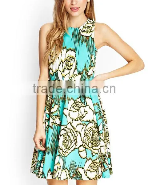 2015 China Manufacturer Customized the Latest Design Rose Skater Elegant Dress photo-2