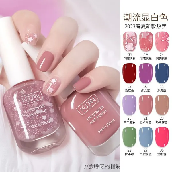 Wholesale Pink Water-Based Nail Polish No-Bake, Quick-Drying, Peel-Off Formula Long-Lasting, Odorless, Solid-Color Glitter Nail Polish