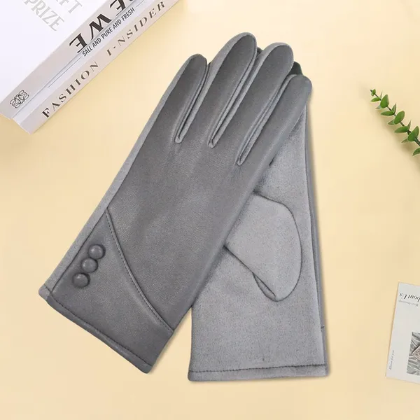 Small MOQ Winter Outdoor Leather Fur Gloves for Men Women photo-3