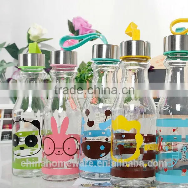 2014year Wholesale Creative Transparent Glass Bottle Student Carrying Bottles