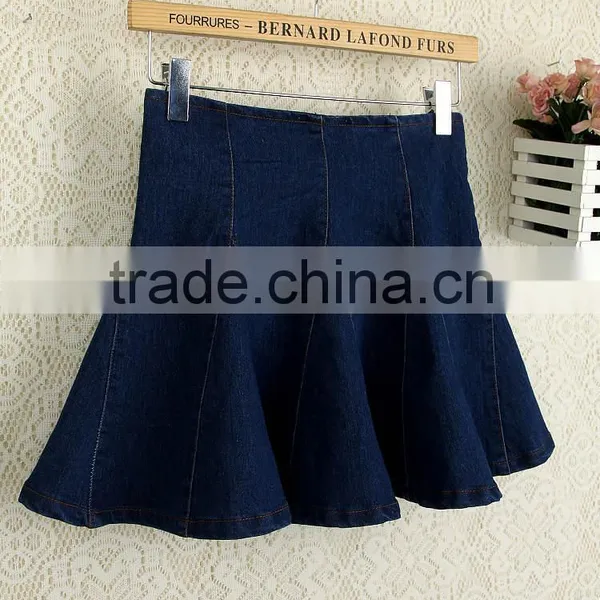 High Waist Short Denim Skirt Women Blue Elasticity Denim Pleated Mini Skirt Girls Ball Gown Sexy Girls in Short Denim Skirt photo-5