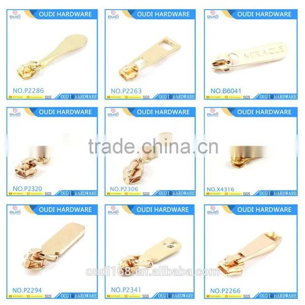 Customized Brand Logo Metal Puller With Slider Set for Bag Part Accessories