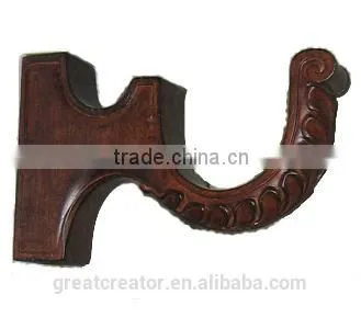 Decorative Cherry Wood Curtain Rod Wall Mounting Brackets