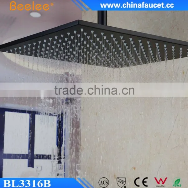 Beelee 16'' Black Painting Square SS304 Bathroom Ceiling Shower Head photo-3