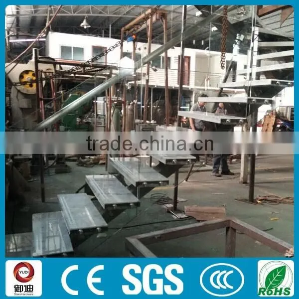 DIY Marble Stone Treads Single Iron Stringer Straight Stairs photo-3