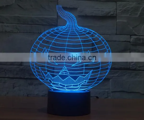 Christmas Gift !3D Illusion Bulbing Night Light Lamp 7 Color Change Touch Switch Novelty Pumpkin Mini Light For Hallowen photo-5