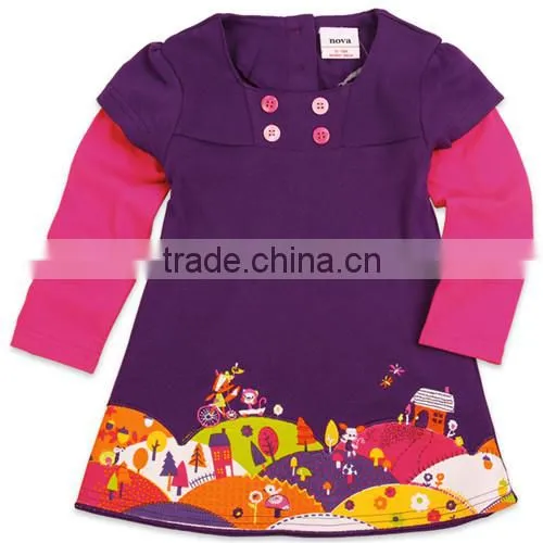 (H3589) Purple 12M - 5Y Nova Guang Zhou Factory Wholesale Girls Dress Sets Baby Toddler Clothing photo-2