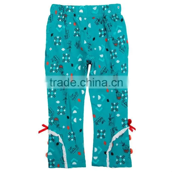 (G3712) Green 18-24M Girls Printing Autumn French Terry Cargo Pants Child Clothes Stocklot