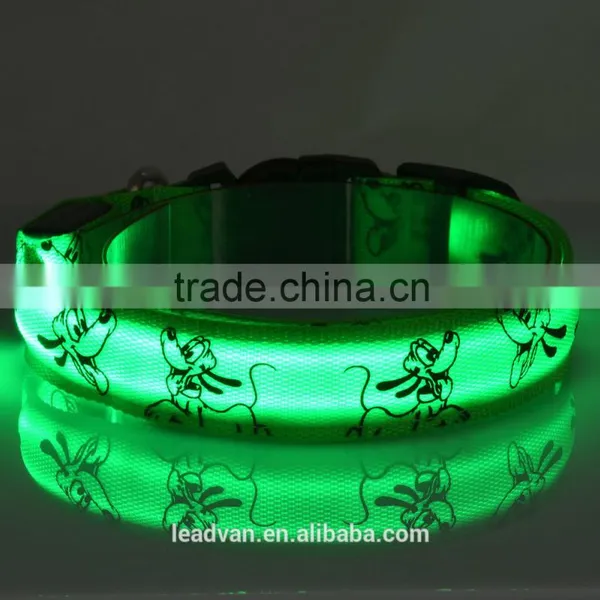Blue Light Pet Shop Supplies Pug Pattern Pluto 2.5 CM Dual Side Light Collar For Dog photo-4