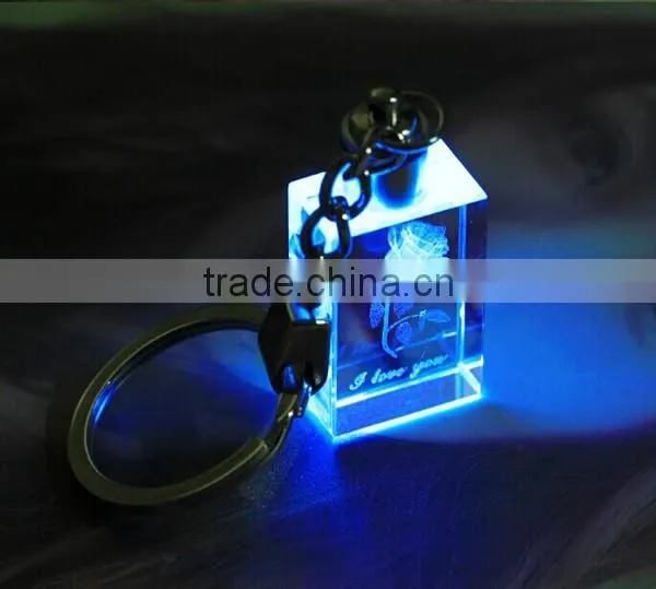 Crystal 3d Laser Led Key Ring for Wedding Gift photo-5