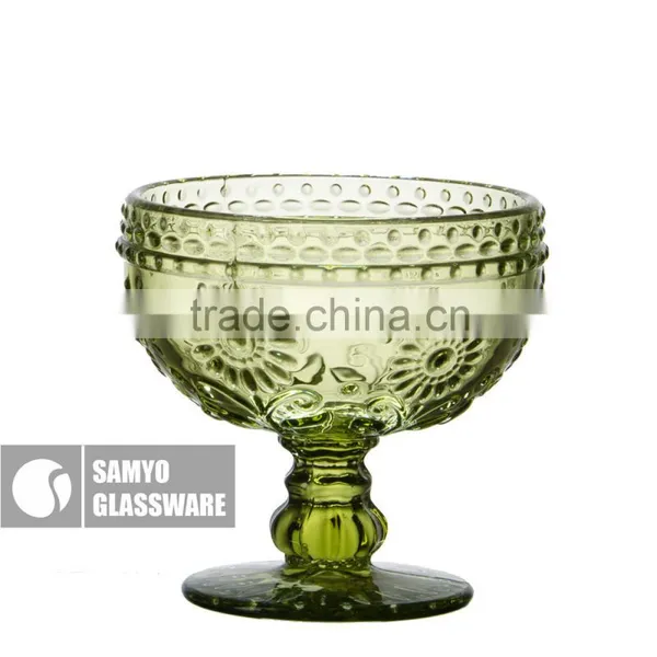 SAMYO Fashion Machine Pressed Mouth Wine Glass With Sunny Flower Pattern photo-3