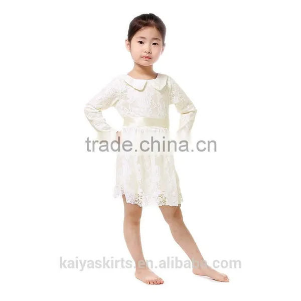 2016 Lace Long Sleeve Baby Girls Vintage Wedding Dress photo-2
