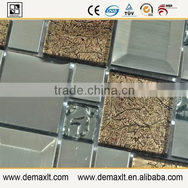 Hot Selling Durable Mixed Color Crystal Glass Mix Marble Mosaic photo-4