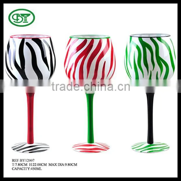 Hand Painted Stripe Wine Glass photo-2