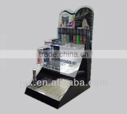 Black Acrylic Cosmetic Showcase Display Shelf 3 Tier Counter