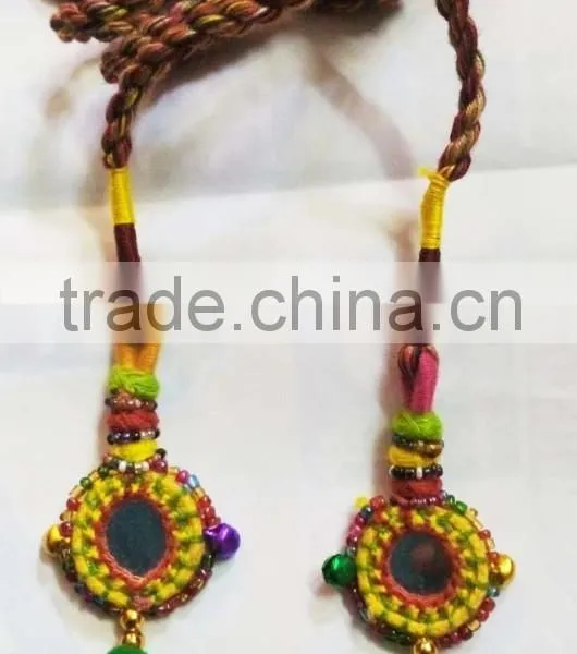 Latest Decoration Lovely Neon Color Pom Poms Tussels Beaded Work Handmade Vintage Tassels