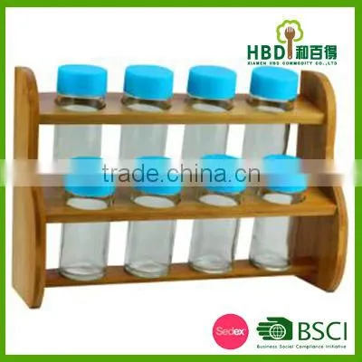 8pcs Bamboo Spice Jar Set With Bamboo Rack photo-2