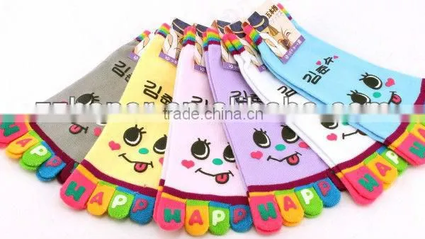 Women's Five Toe Socks, Naguhty Face Toe Socks, Lovey Cartoon Summer Toe Socks