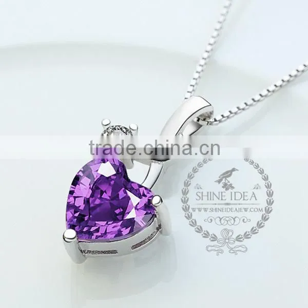 925 Sterling Silver Lover's Heart Amthyest Necklace Fashion Women Necklace Jewelry Supplies 6360477 photo-3