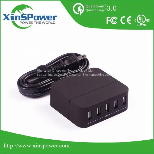 High Quality Desktop Type 5 Ports 5V 8A EU Plug Travel USB Charger With FCC UL CE Certification photo-5