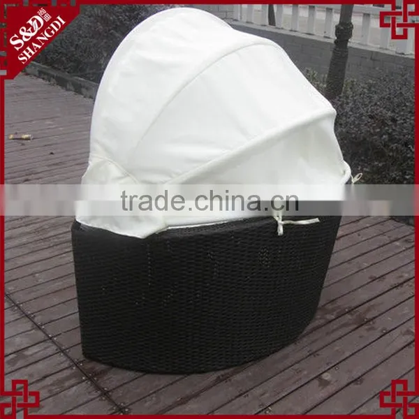 Pet Furniture All Weather Black Wicker Woven Luxury Pet Bed With Canopy photo-3