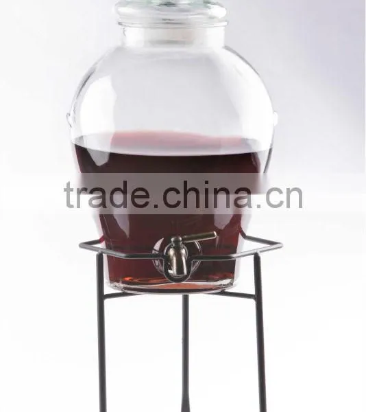 8 Liter Transparent Glass Beverage Dispenser With Metal Rack photo-5